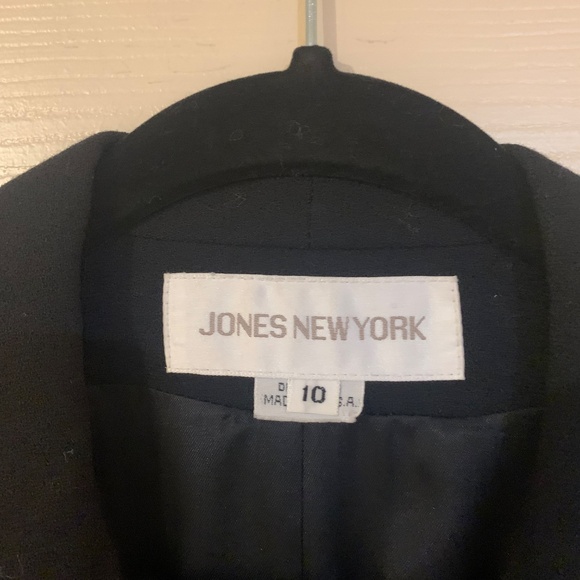 Jones New York Black Wool Shawl Collar Lined Double Breasted Blazer sz 10 - Picture 4 of 6